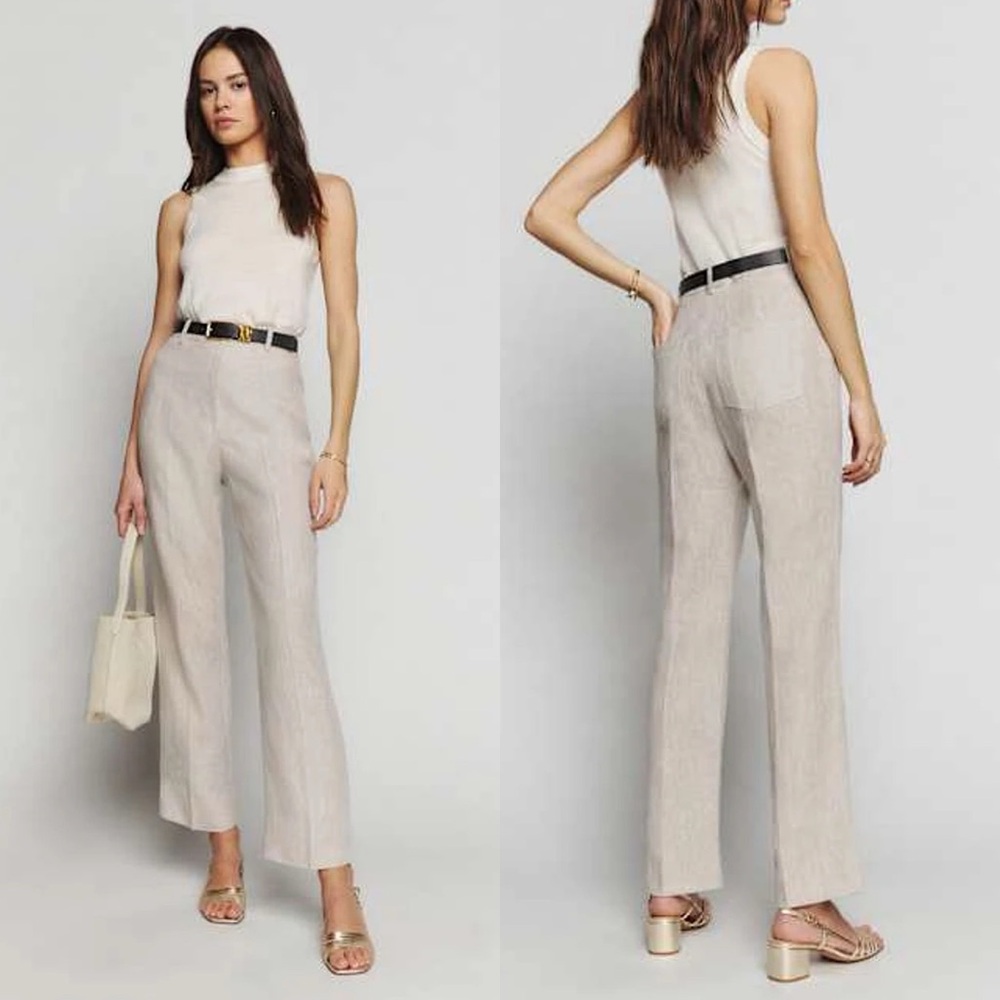 NWT Reformation Freddie Linen Pants Oatmeal
